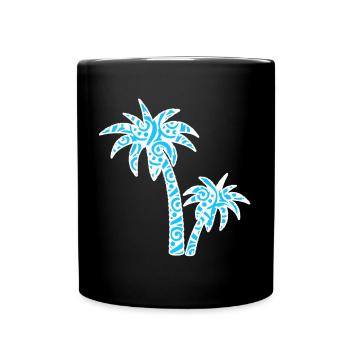 Tropic Wave Abstraktes Palmendesign - Tasse einfarbig - Schwarz - Vorne