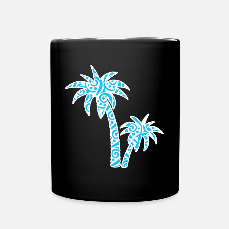 Tropic Wave Abstract Palm Design - Full Colour Mug - black