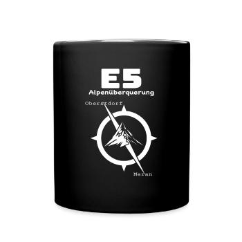 E5 Alpenüberquerung - Tasse einfarbig - Schwarz - Vorne