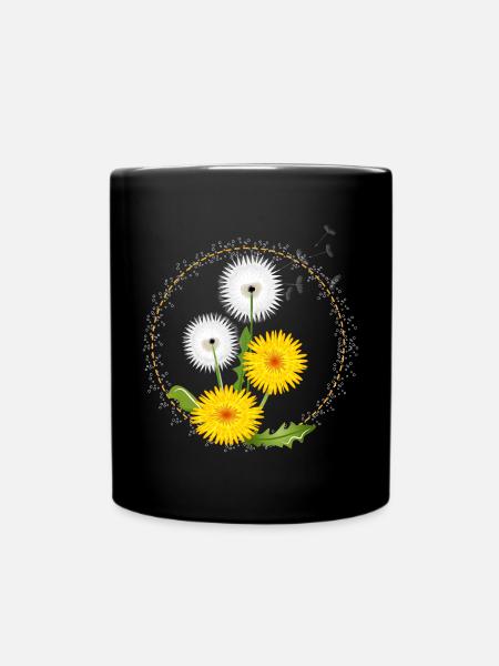 Pissenlits et fleurs de pissenlit jaune dans le cadre - Mug uni - noir