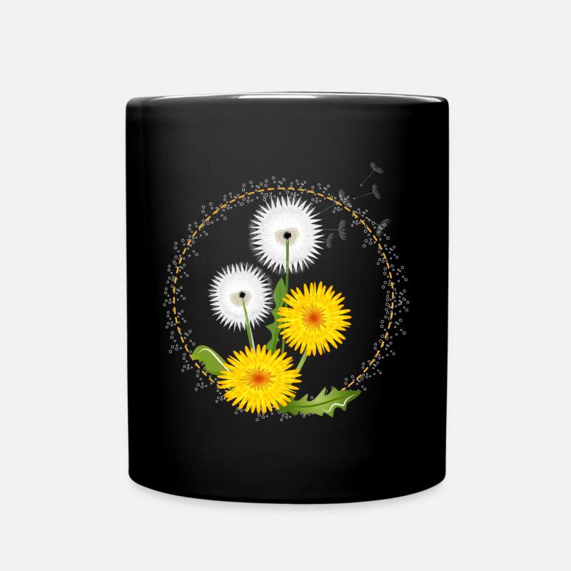 Pissenlits et fleurs de pissenlit jaune dans le cadre - Mug uni - noir