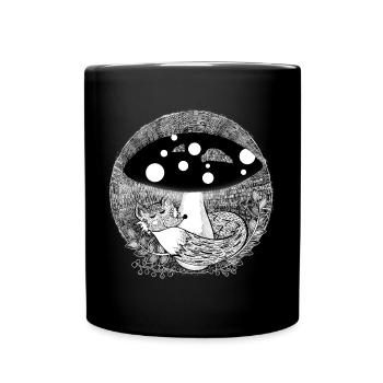 Fox illustration black and white - Full Colour Mug - black - Front