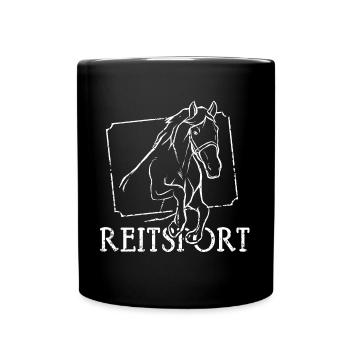 Reiten Pferde Reitsport Reiterin Reiter - Tasse einfarbig - Schwarz - Vorne