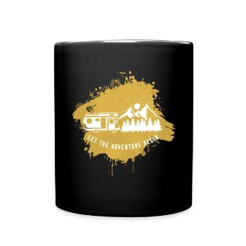 Camper Camping Campen Gold - Tasse einfarbig - Schwarz - Vorne