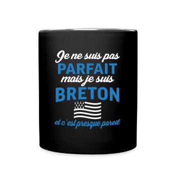 Je ne suis pas parfait mais je suis Breton - Mug uni - noir - Devant