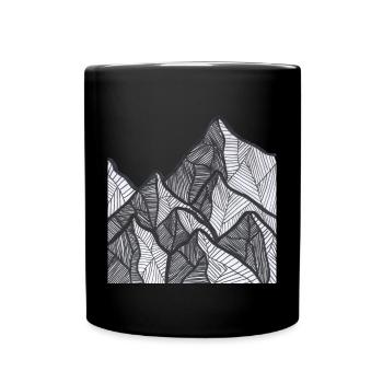 Lignes de montagne noires et blanches - Mug uni - noir - Devant