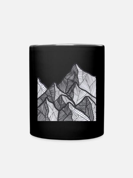Black and white mountain lines - Full Colour Mug - black