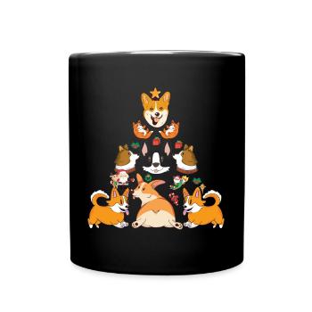 Cadeau d'amant de chien d'arbre de Noël drôle de corgi de Noël - Mug uni - noir - Devant