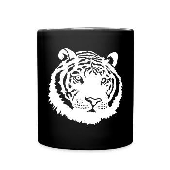 Starker Tiger im Dschungel – Wildkatzen Design - Tasse einfarbig - Schwarz - Vorne