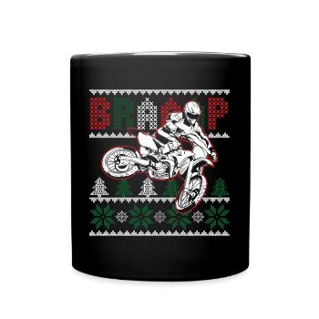 Motorrad hässliche Braap Motocross Weihnachtsgeschenk - Tasse einfarbig - Schwarz - Vorne
