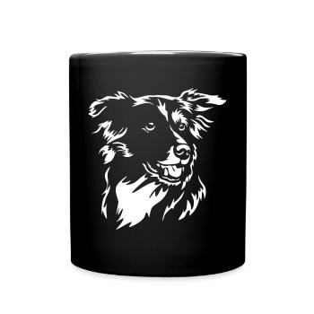 Tête de Border Collie « Black Edition » - Mug uni - noir - Devant