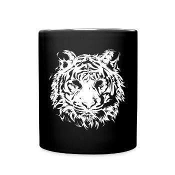 Tiger Portrait Raubkatze Tiere Illustration Symbol - Tasse einfarbig - Schwarz - Vorne