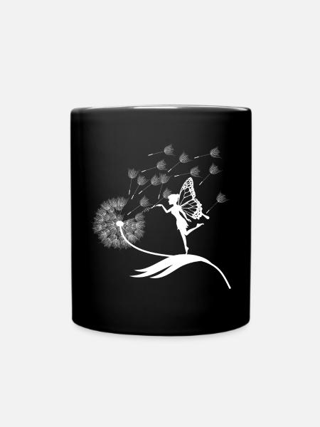 Schmetterlingdesign Pusteblumen Wiese Herzen Feen - Tasse einfarbig - Schwarz