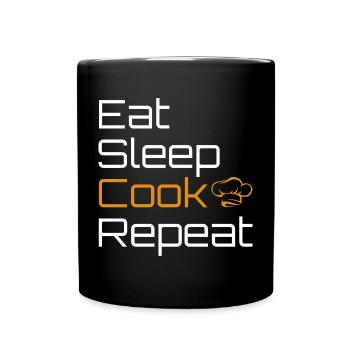 Eat Sleep Cook And Repeat Cook Cook - Full Colour Mug - black - Front