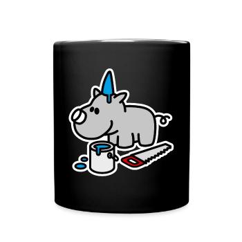 Lustige Nashorn Geburtstag Partyhut Party Niedlich - Tasse einfarbig - Schwarz - Vorne