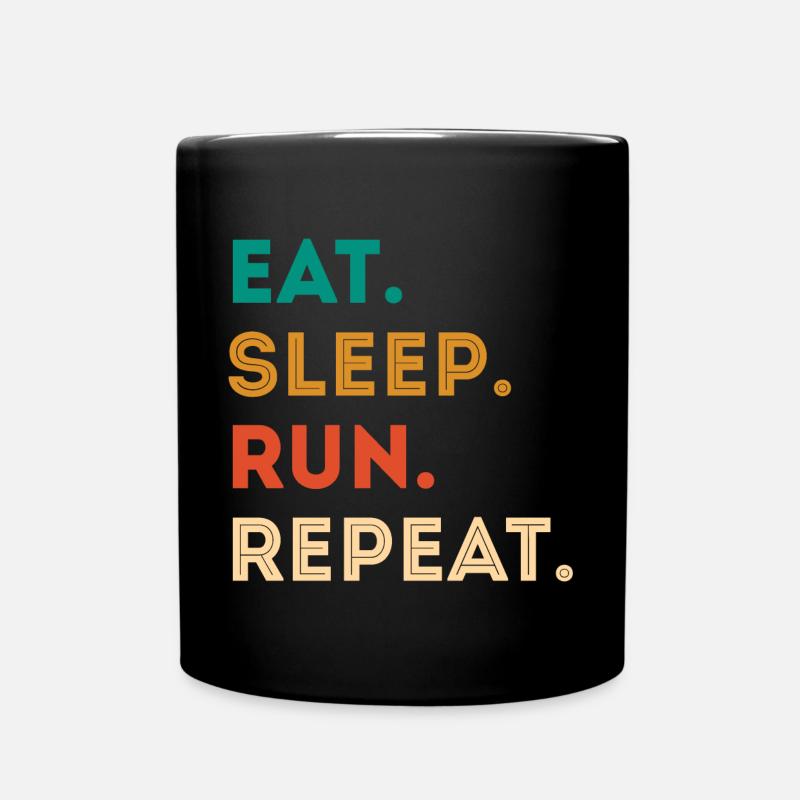 manger dormir courir répéter Dire courir - Mug uni - noir