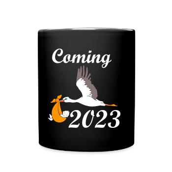 Bébé arrive en 2023, grossesse enceinte - Mug uni - noir - Devant