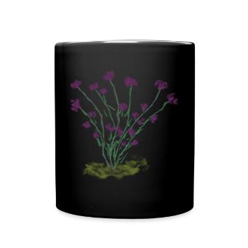 Florale Wildblumenzeichnung - Tasse einfarbig - Schwarz - Vorne