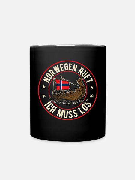 Norwegen ruft Wikinger Flagge Skandinavien - Tasse einfarbig - Schwarz