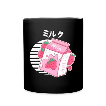 Ästhetische rosa Pastell koreanische - Tasse einfarbig - Schwarz - Vorne