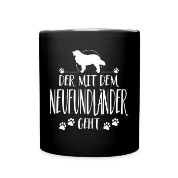 DER MIT NEUFUNDLÄNDER GEHT Hunde Spruch Wilsigns - Tasse einfarbig - Schwarz - Vorne