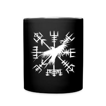 Vegvisir mit Rabe - Wikinger Kompass - Tasse einfarbig - Schwarz - Vorne