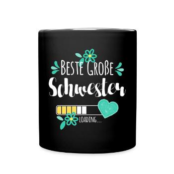 Beste Große Schwester Loading - Tasse einfarbig - Schwarz - Vorne
