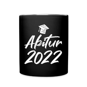 Abschluss Abitur 2022 Hut Pinselschrift - Tasse einfarbig - Schwarz - Vorne
