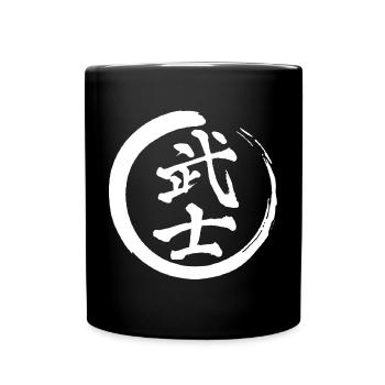 Kanji japonais blanc pour le mot guerrier - Mug uni - noir - Devant