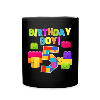 Geburtstagsjunge 5 Ziegelsteine 5. Geburtstag - Tasse einfarbig - Schwarz - Vorne