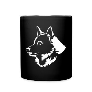 Norwegischer Elchhund Kopf "Black Edition" - Tasse einfarbig - Schwarz - Vorne