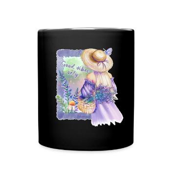 Pastellblumen GuteVibes - Tasse einfarbig - Schwarz - Vorne