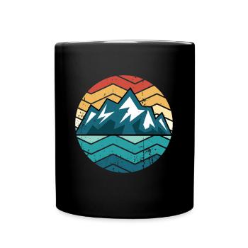 Hiking mountain Sunset Retro Hike Vintage - Full Colour Mug - black - Front