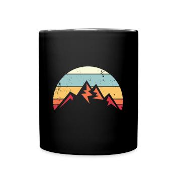 Hiking mountain Sunset Retro Hike Vintage - Full Colour Mug - black - Front
