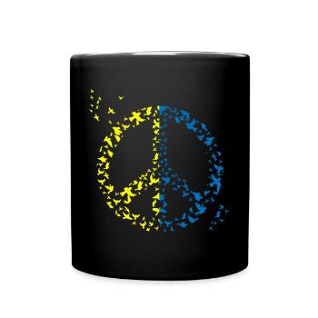 Ukraine Bird Peace Sign Ukraine Flag Peace Bird - Tasse einfarbig - Schwarz - Vorne