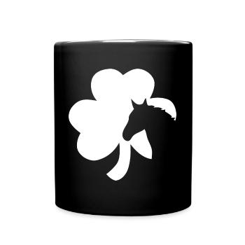 Kleeblatt Pferd Kleeblatt mit Pferd - Tasse einfarbig - Schwarz - Vorne