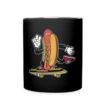 Hot Dog Skateboarder Skateboard skateboarding skateboard - Full Colour Mug - black - Front