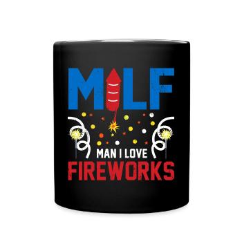 Man I Love Fireworks USA Drapeau 4 juillet - Mug uni - noir - Devant