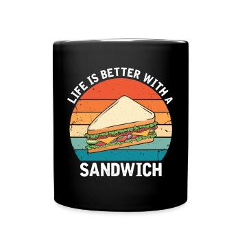 Life is Better with Sandwich Food BBQ - Full Colour Mug - black - Front