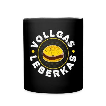 Vollgas Leberkas Fleischkäse Lustig Leberkäse - Tasse einfarbig - Schwarz - Vorne