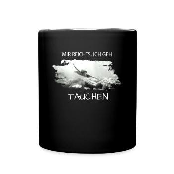 tauchen Schildkröte Spruch für Taucher - Tasse einfarbig - Schwarz - Vorne