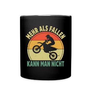 Motocross Geschenk Motorradfahrer Motorrad Enduro - Tasse einfarbig - Schwarz - Vorne