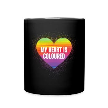 My heart is coloured / LGBTQ Gay Pride Design - Tasse einfarbig - Schwarz - Vorne