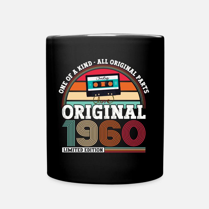 Original July 1960 62nd Birthday Gift Men - Full Colour Mug - black