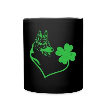 Deutscher Schäferhund Kleeblatt Herz Kleeblatt - Tasse einfarbig - Schwarz - Vorne