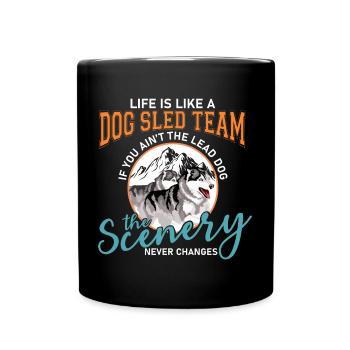 Schlittenhunde und Schlitten Fahren Team - Tasse einfarbig - Schwarz - Vorne