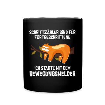 Schrittzähler Sind Für Fortgeschrittene Faultier - Tasse einfarbig - Schwarz - Vorne