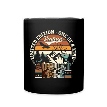 Vintage 1962 August 60th Birthday Gift Fun - Full Colour Mug - black - Front