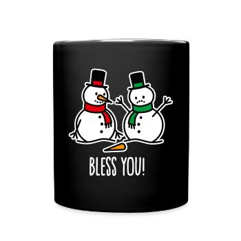 Health Funny Snowman Cartoon Christmas - Full Colour Mug - black - Front