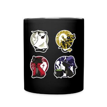 Gruselige Katzen Kostüme Halloween - Tasse einfarbig - Schwarz - Vorne